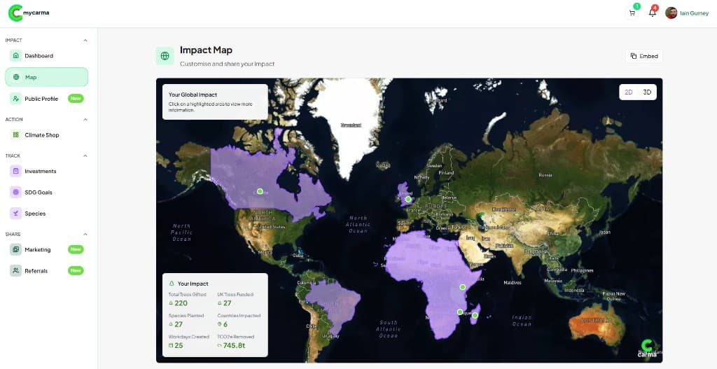 Interactive global impact map of your funded projects